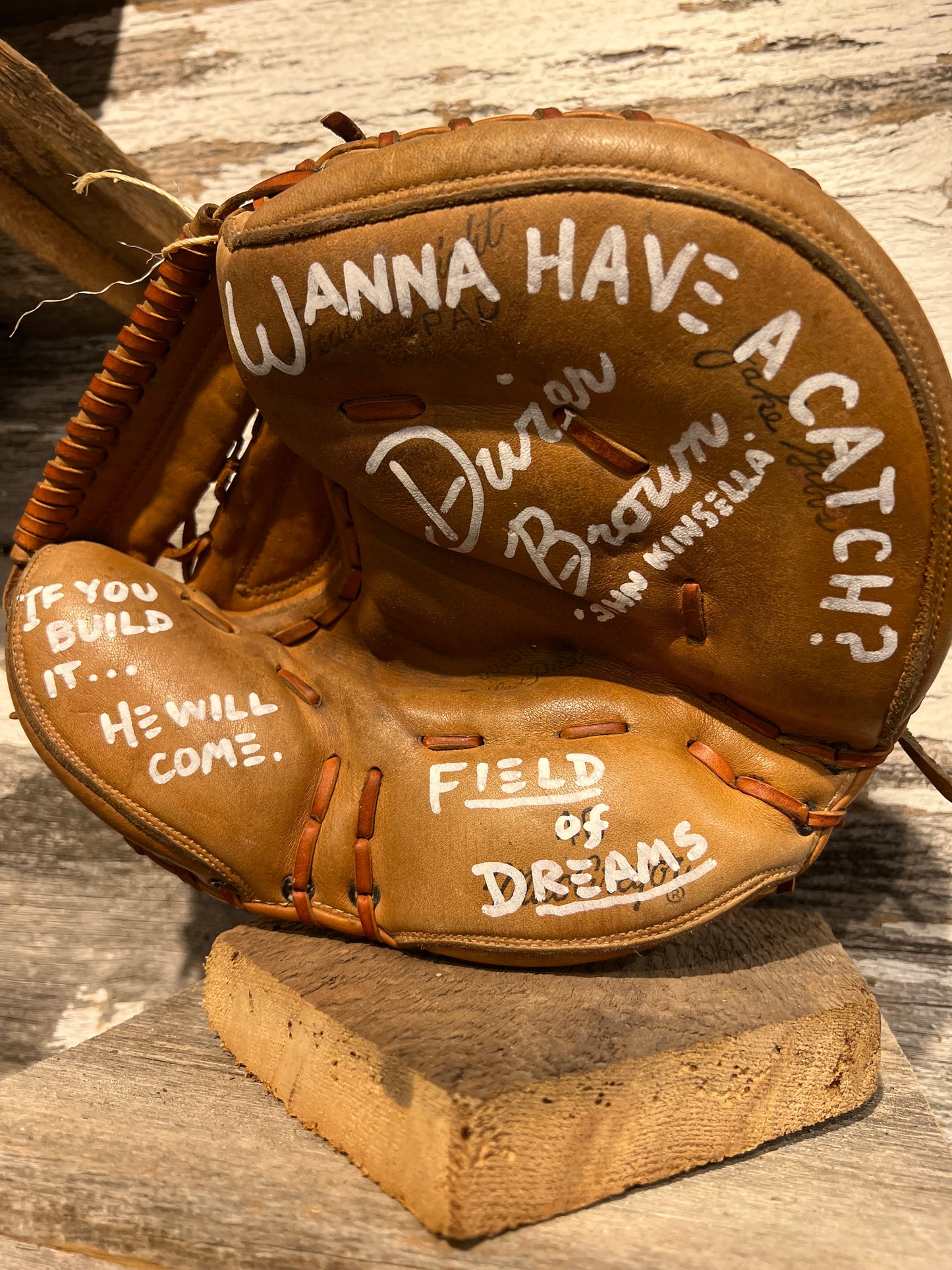 Dwier Brown Signed Catcher’s Mitt Vintage