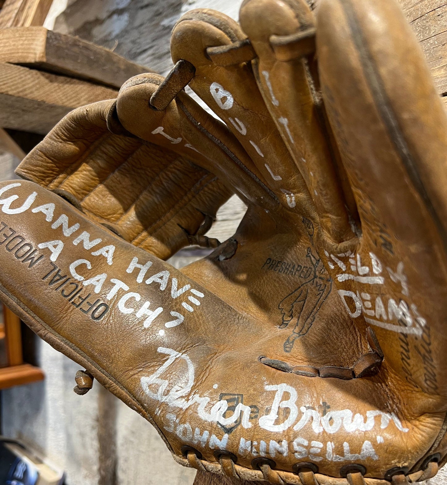 Dwier Brown Signed Baseball Glove Vintage